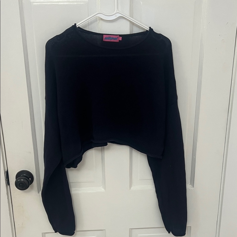 Edikted Navy Cropped Sweater Top
